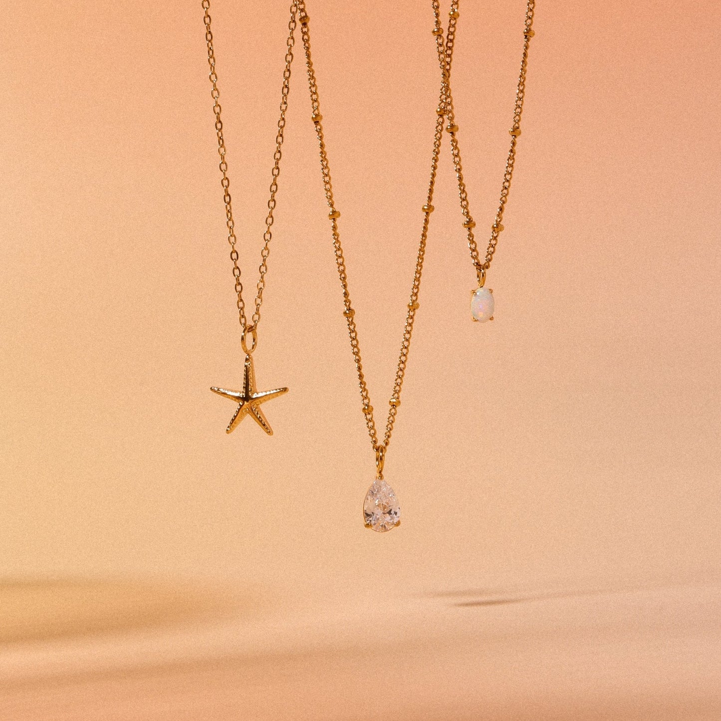 Damen Opal Halskette Gold echter Opal wasserfest hypoallergen Anhänger