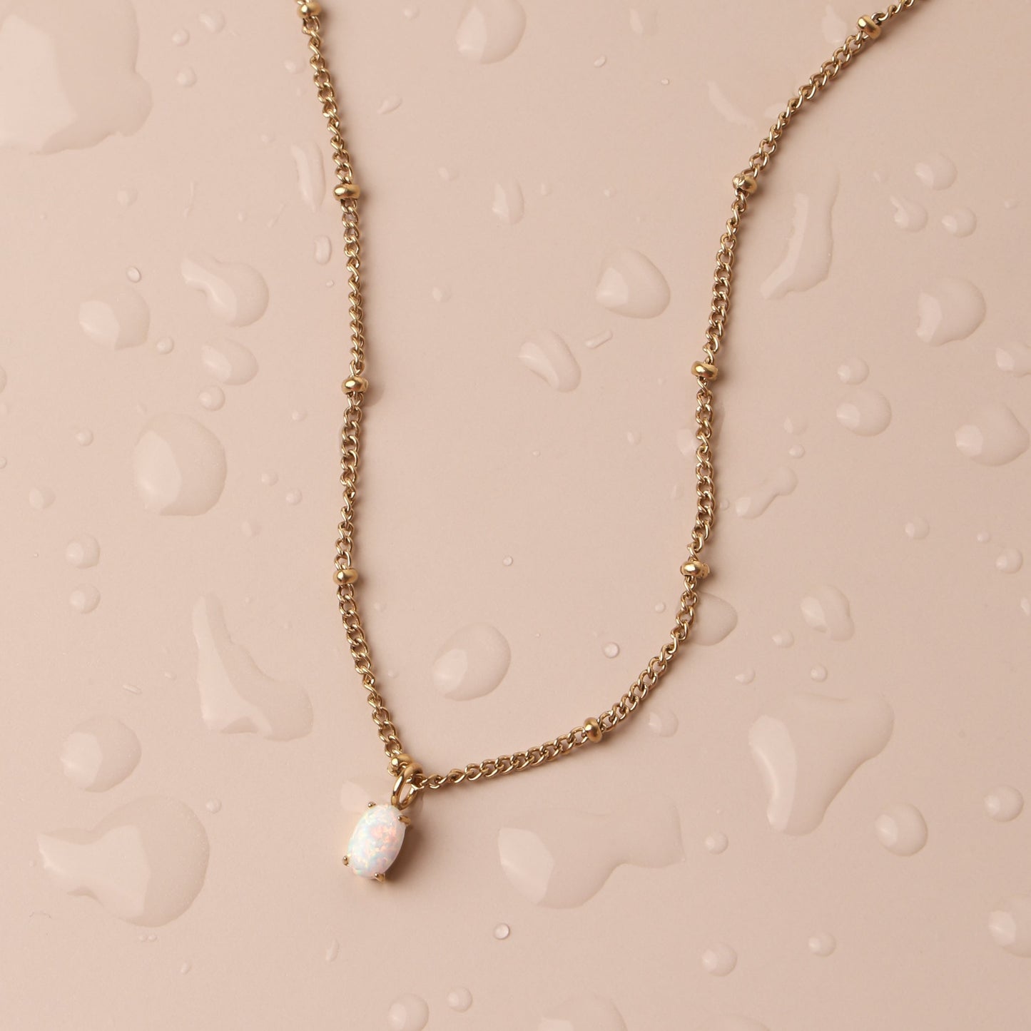 Damen Opal Halskette Gold echter Opal wasserfest hypoallergen Anhänger