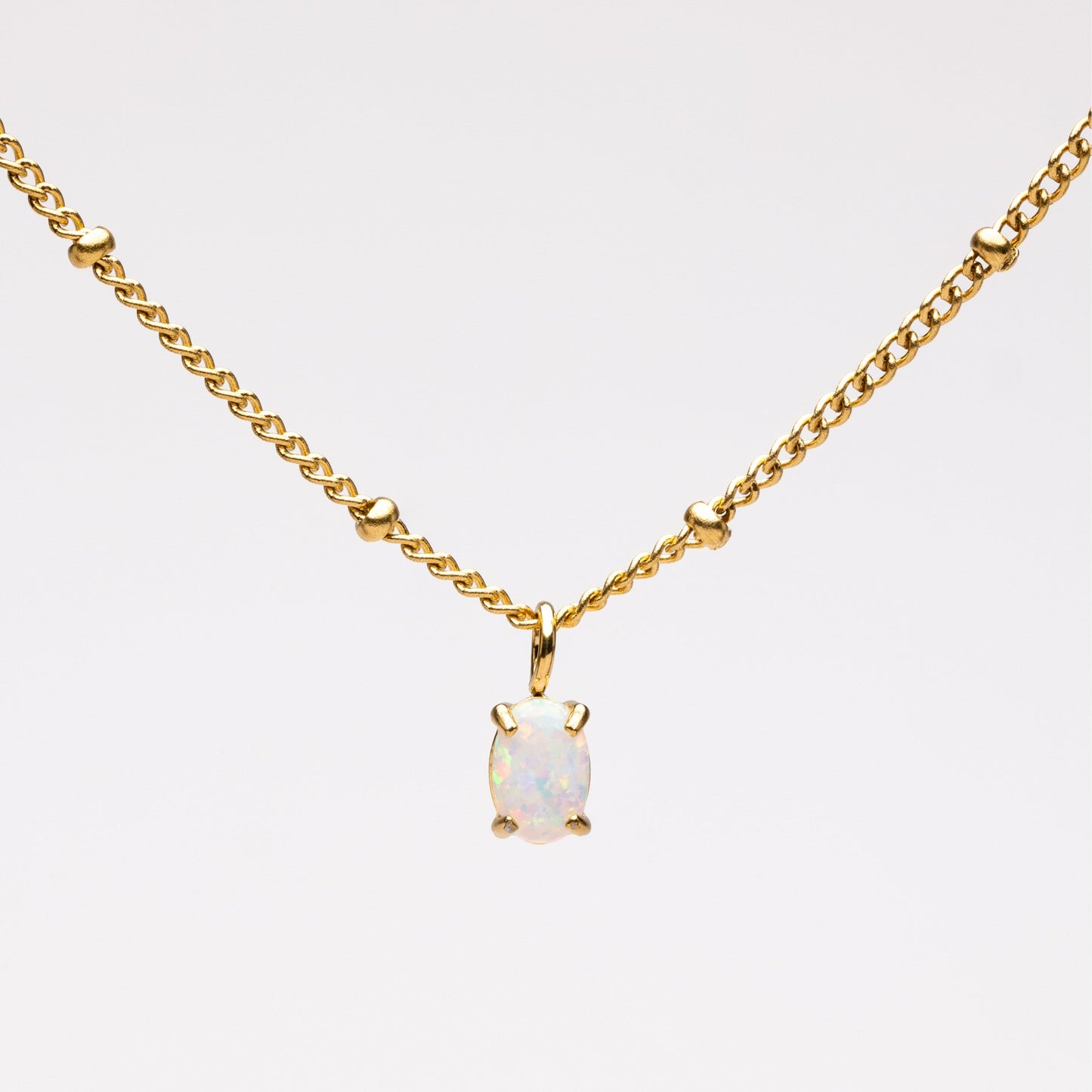 Damen Opal Halskette Gold echter Opal wasserfest hypoallergen Anhänger
