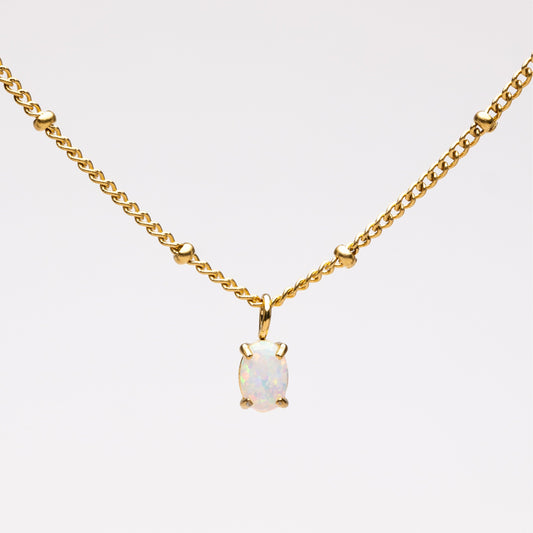 Damen Opal Halskette Gold echter Opal wasserfest hypoallergen Anhänger