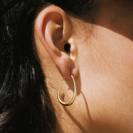 Damen Creolen Gold oval wasserdicht hypoallergen Edelstahl