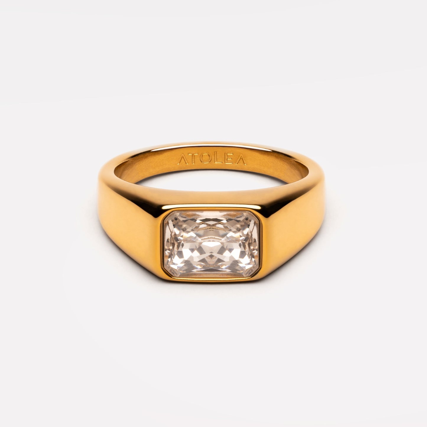 Damen Ring Gold mit Zirkon, breiter Edelstahlring, wasserfest, hypoallergen