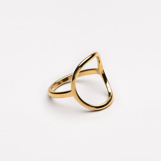 Damen Ring gold oval minimalistisch wasserfest hypoallergen