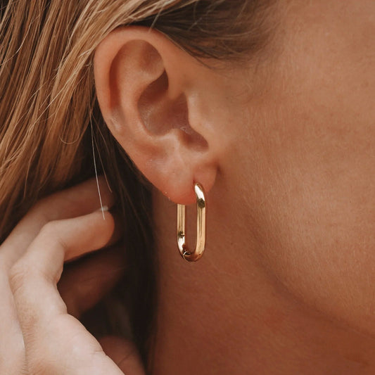 Damen Creolen Gold oval leicht wasserdicht hypoallergen