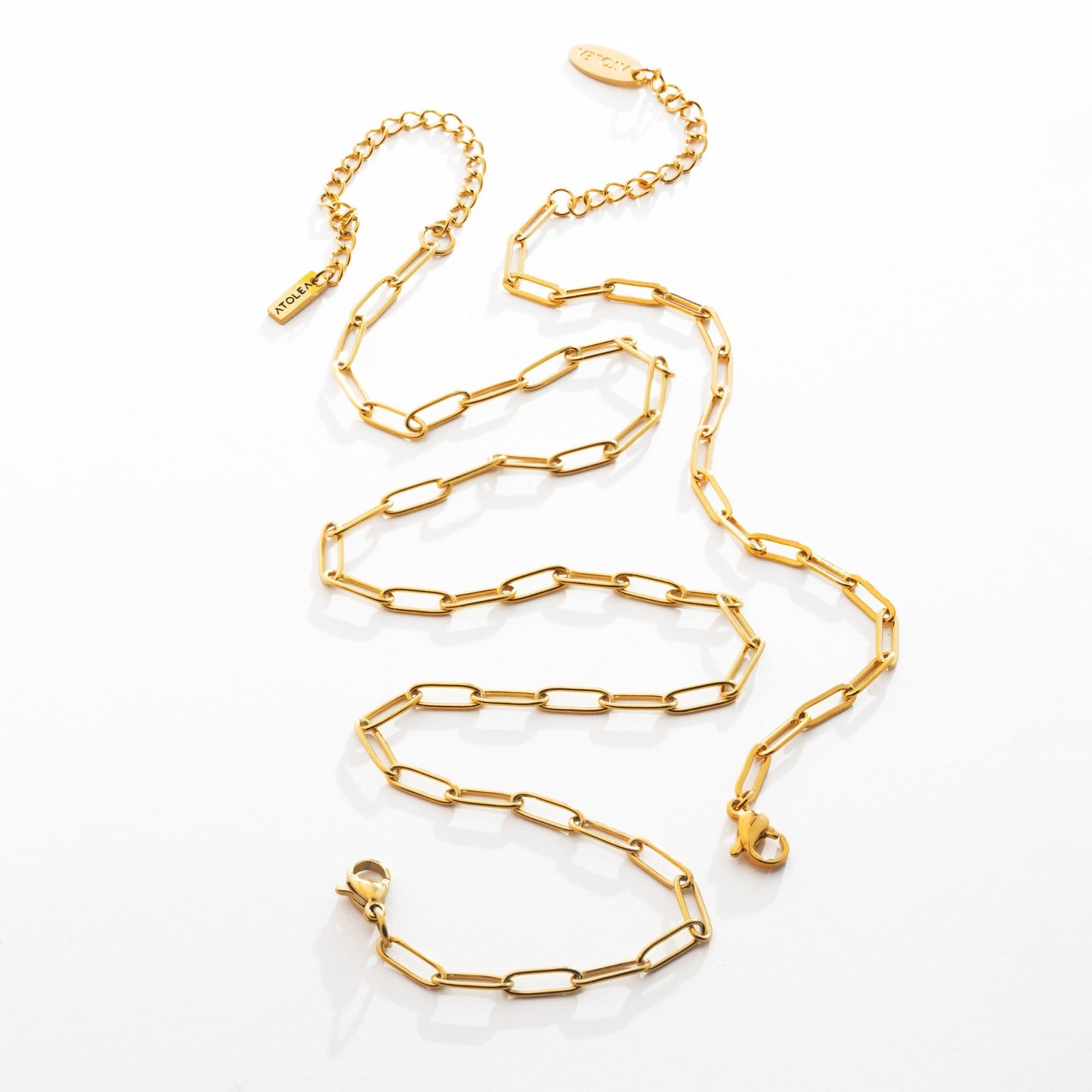 Damen Paperclip Schmuckset Gold Halskette Armband wasserfest 3 mm