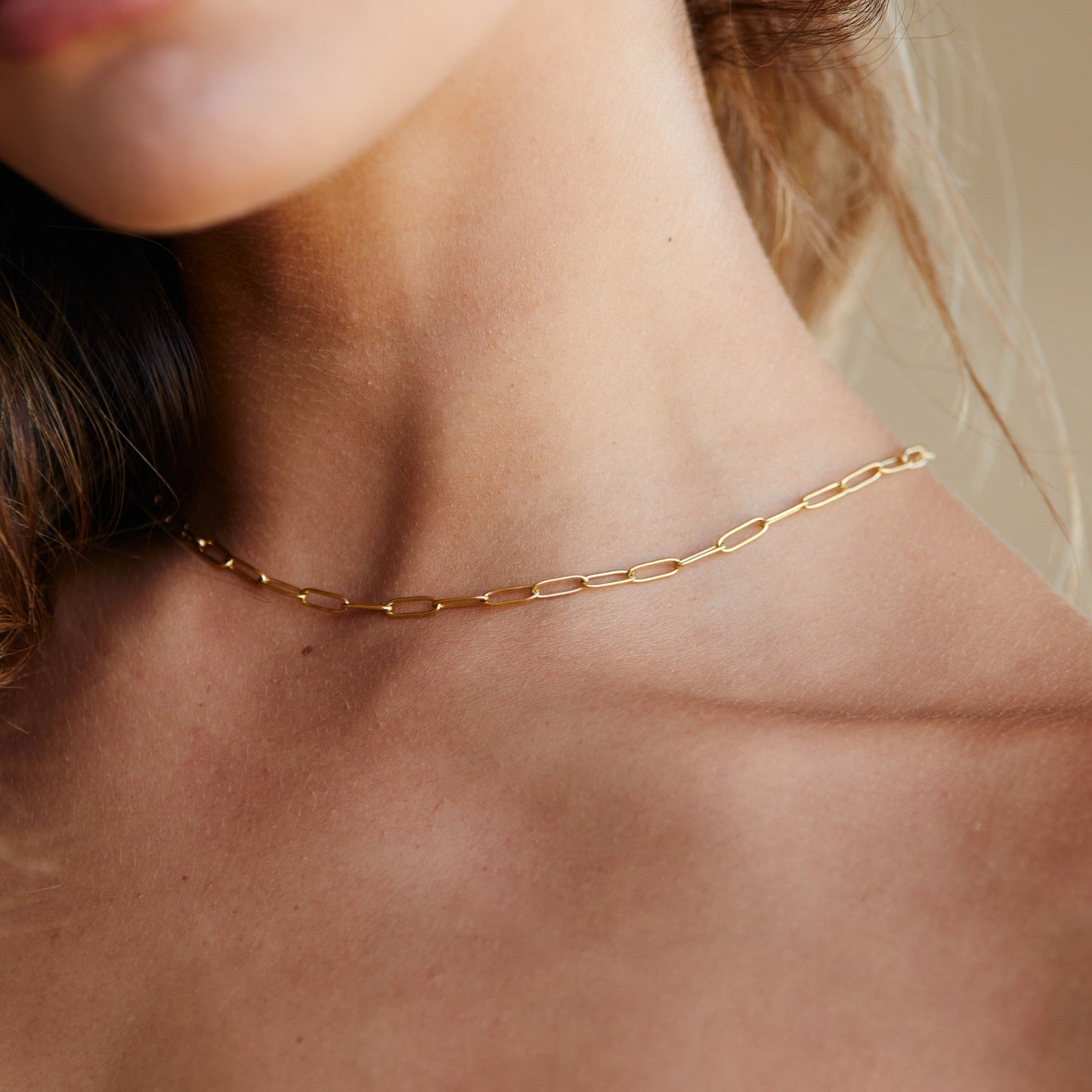 Damen Paperclip Choker Halskette Gold Gliederkette wasserdicht hypoallergen