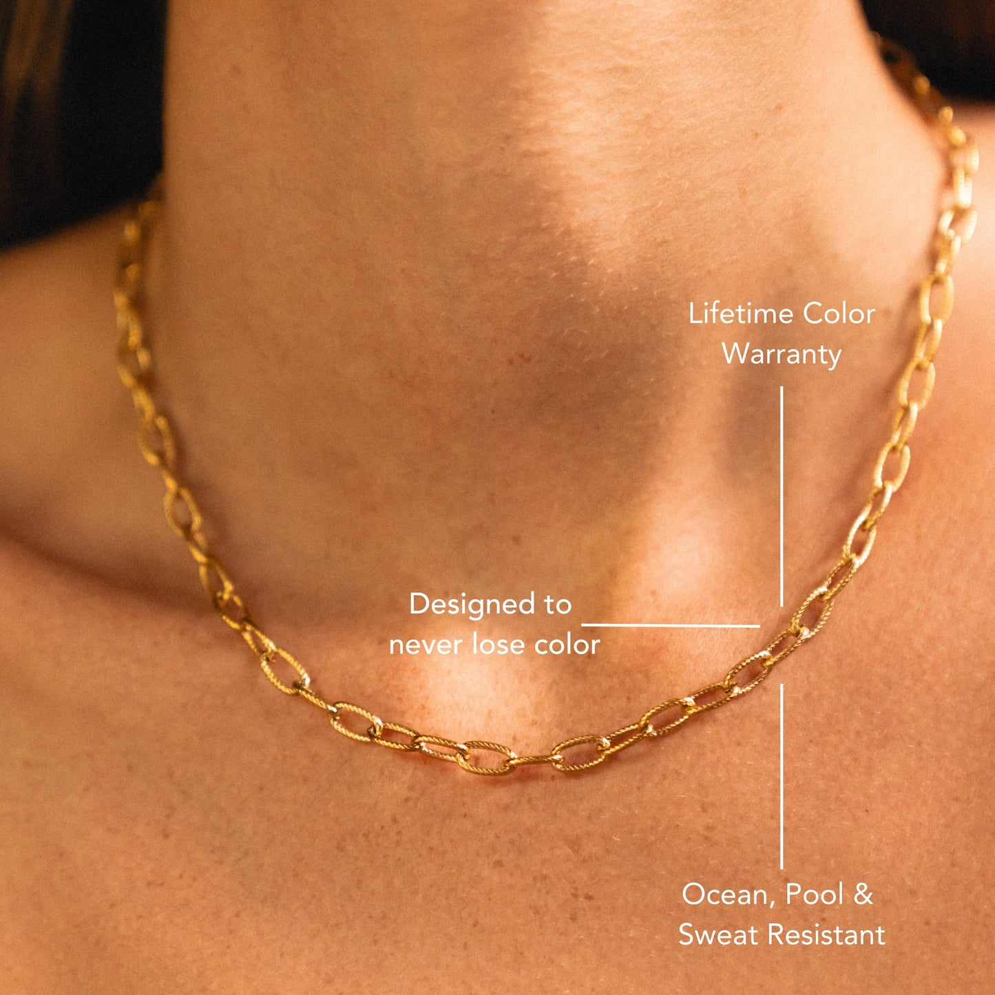 Damen Paperclip Choker Gold wasserfest mit Toggle Verschluss
