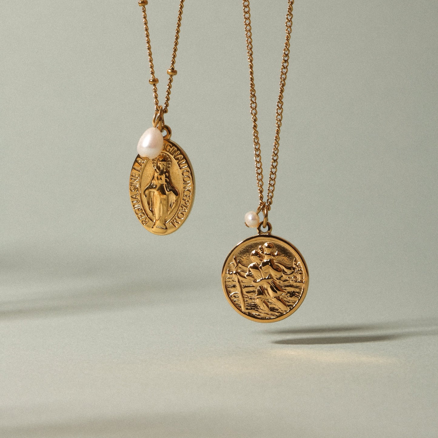 Damen Medaillon Halskette Gold mit Süßwasserperle wasserfest