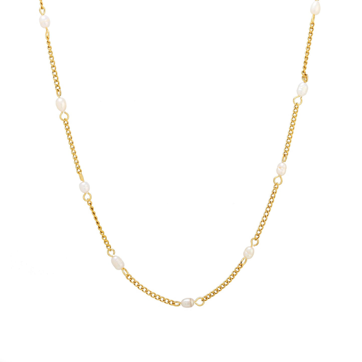 Damen Perlen Choker Gold wasserfest hypoallergen 37 cm