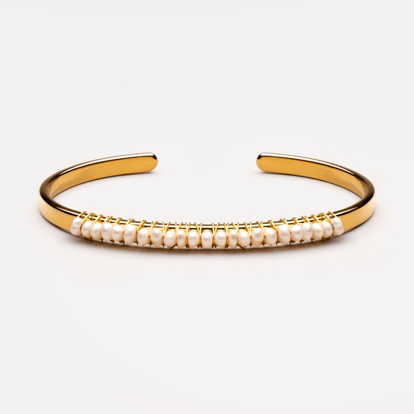 Damen Armreif gold Süßwasserperlen Edelstahl wasserfest hypoallergen