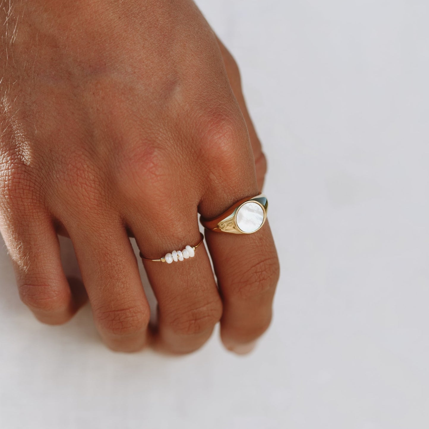 Damen Ring Gold Perlmutt wasserfest hypoallergen
