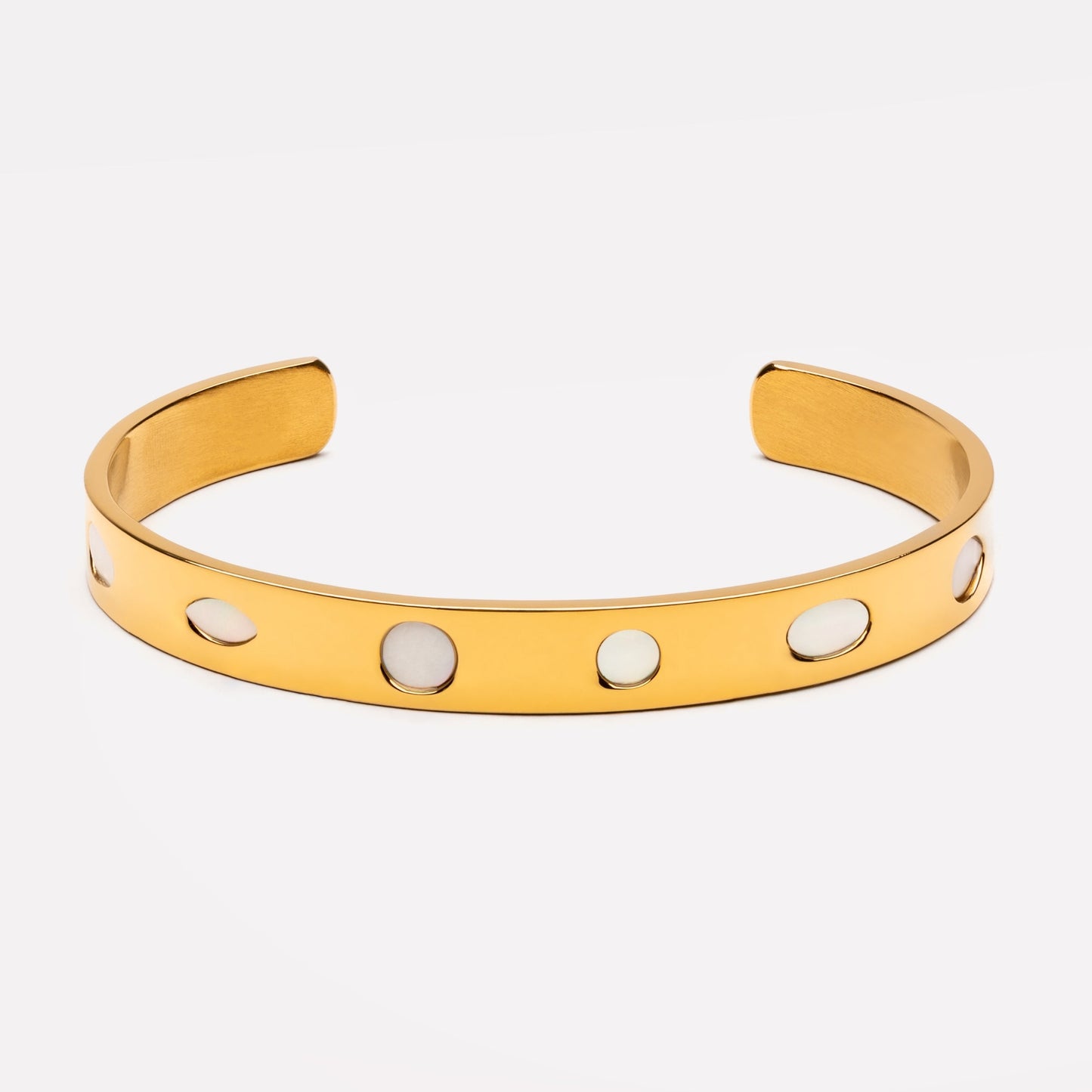 Damen Armreif gold Perlmutt Edelstahl wasserfest hypoallergen