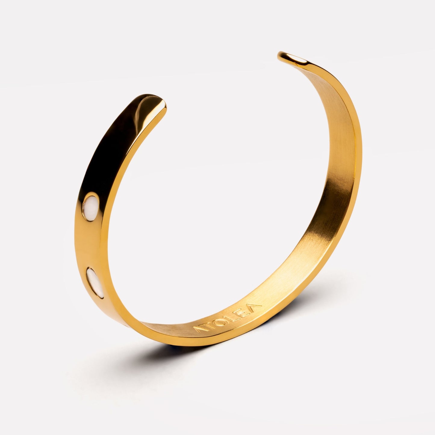 Damen Armreif gold Perlmutt Edelstahl wasserfest hypoallergen
