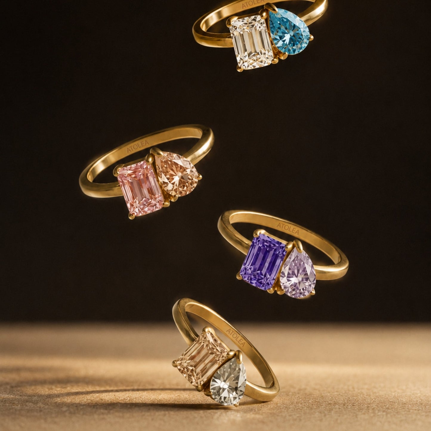 Damen personalisierter Geburtsstein Ring gold Zirkonia Edelstahl