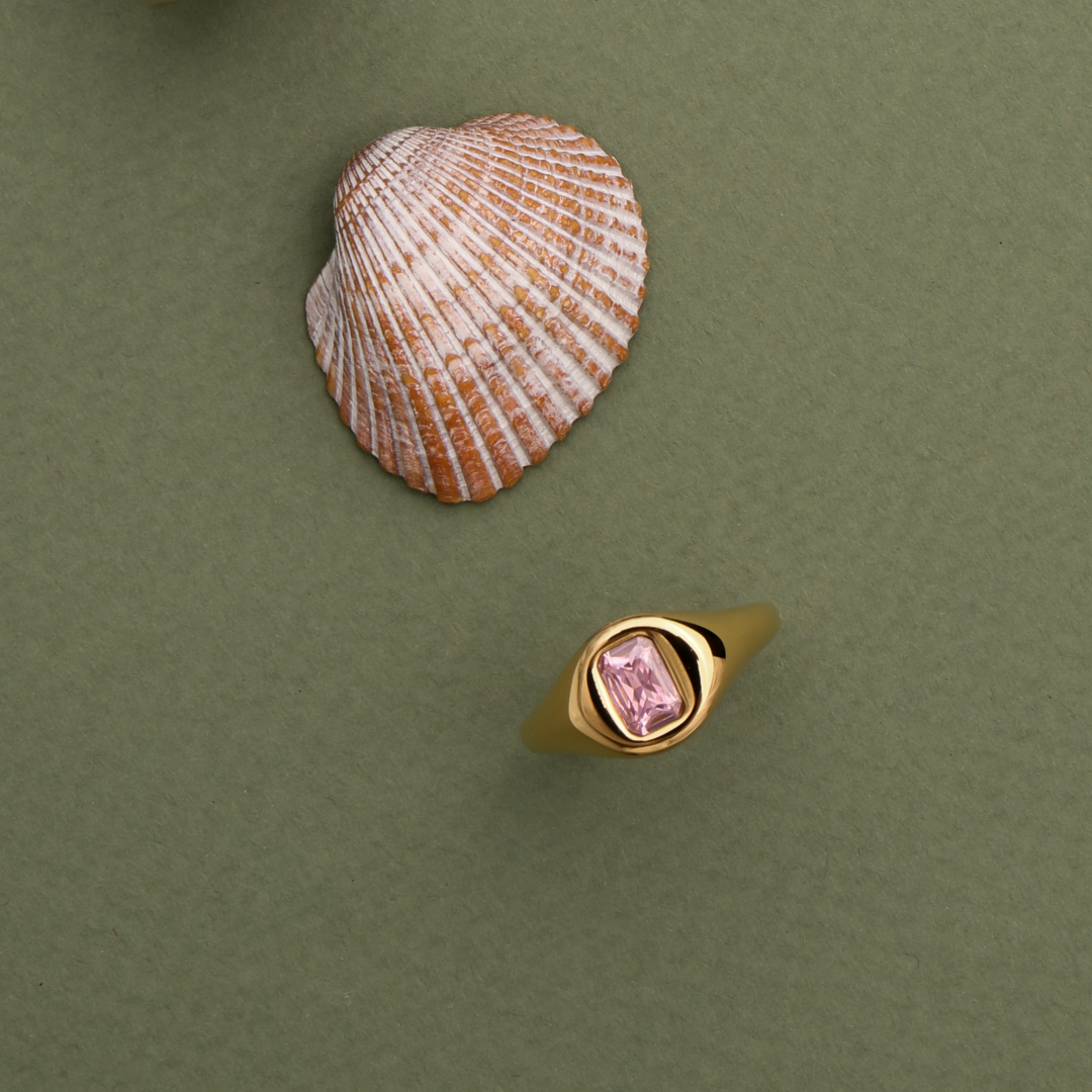 Damen Ring Gold Rosa Zirkon wasserfest hypoallergen