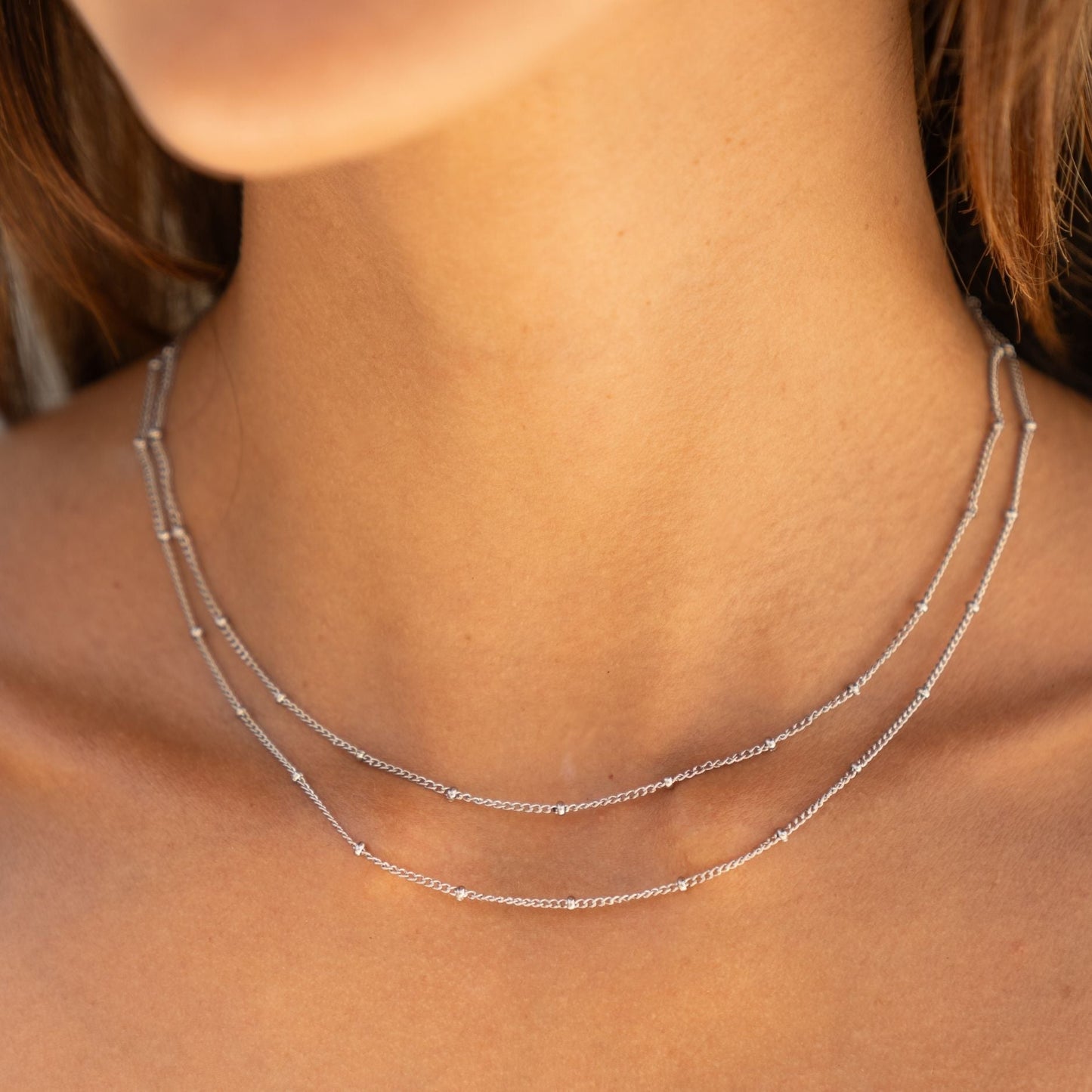 Damen Layered Choker Gold Doppelreihige Halskette wasserfest Edelstahl