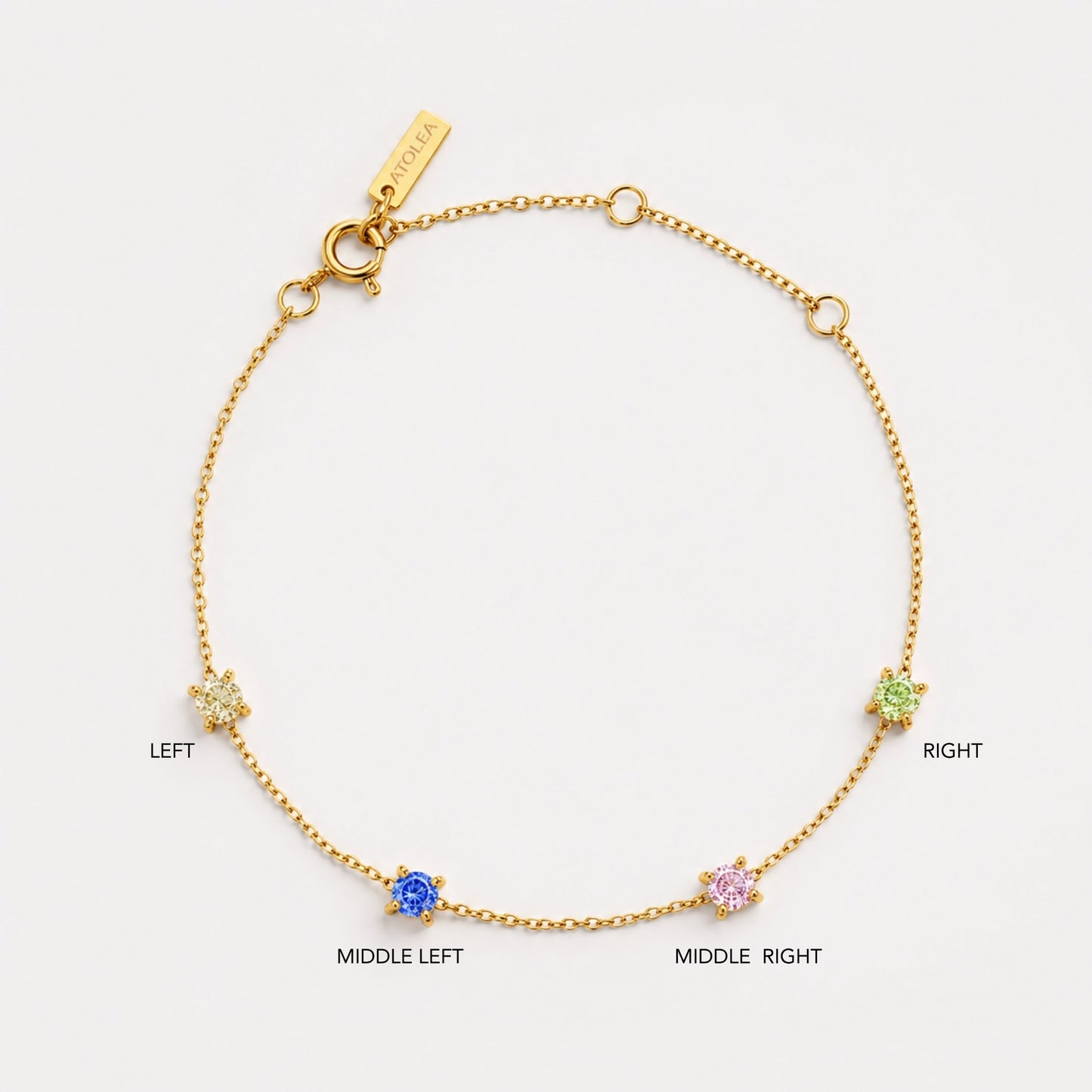 Damen Armband personalisierbar Gold Geburtsstein wasserfest verstellbar bis zu 4 Anhänger