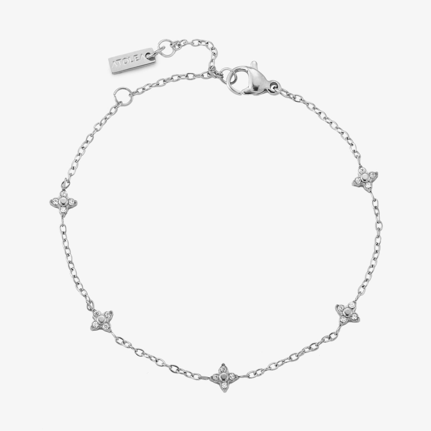 Damen Armband Gold mit Kleeblatt Anhänger und weißem Zirkon wasserfest hypoallergen