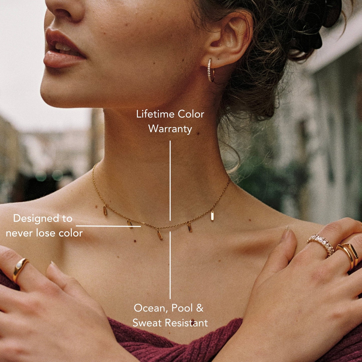 Damen Grüner Choker Gold wasserfest mit Emerald Anhänger