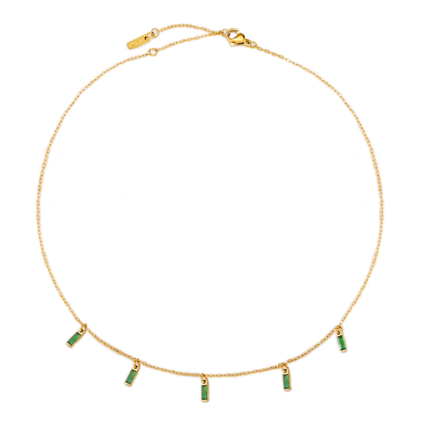 Damen Grüner Choker Gold wasserfest mit Emerald Anhänger
