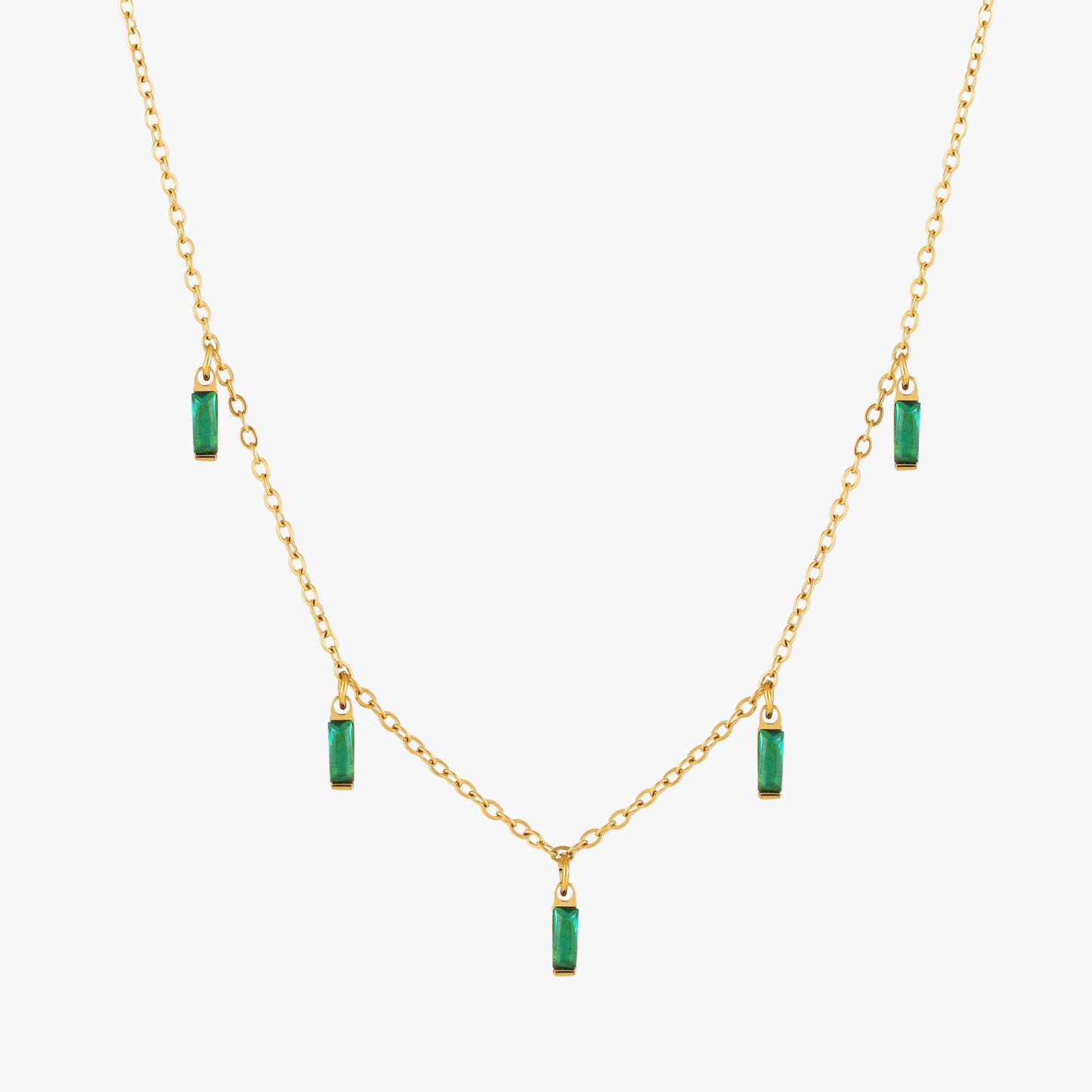 Damen Grüner Choker Gold wasserfest mit Emerald Anhänger