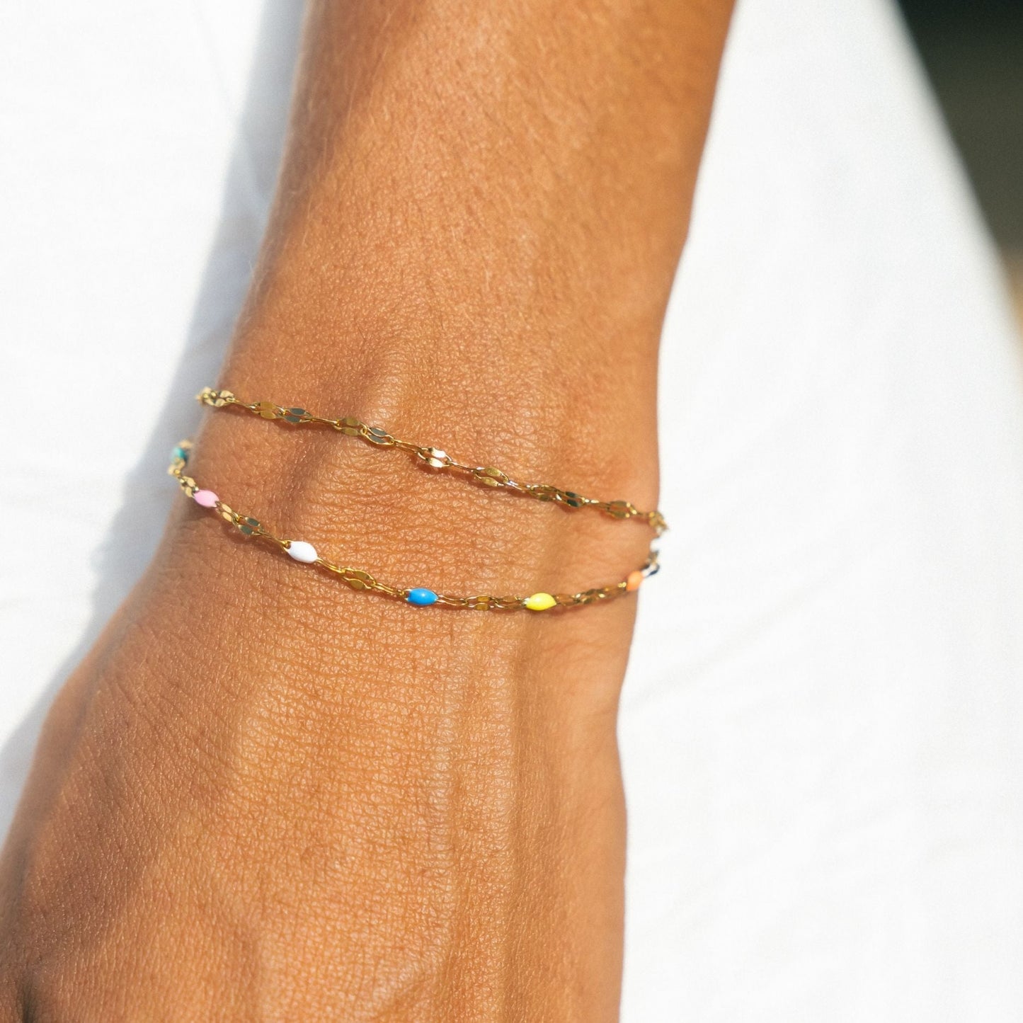 Damen Armband bunt doppellagig verstellbar wasserfest hypoallergen Edelstahl