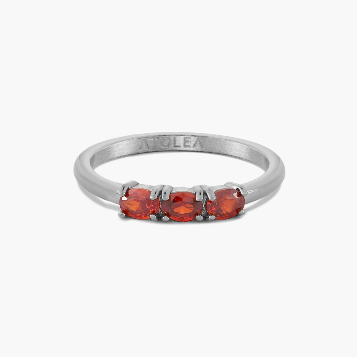 Damen Ring goldfarben mit granatroten Zirkonen, schmal, wasserfest