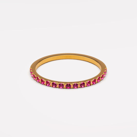 Damen Ring Bordeaux schmal mit ruby-farbenem Zirkon, wasserdicht