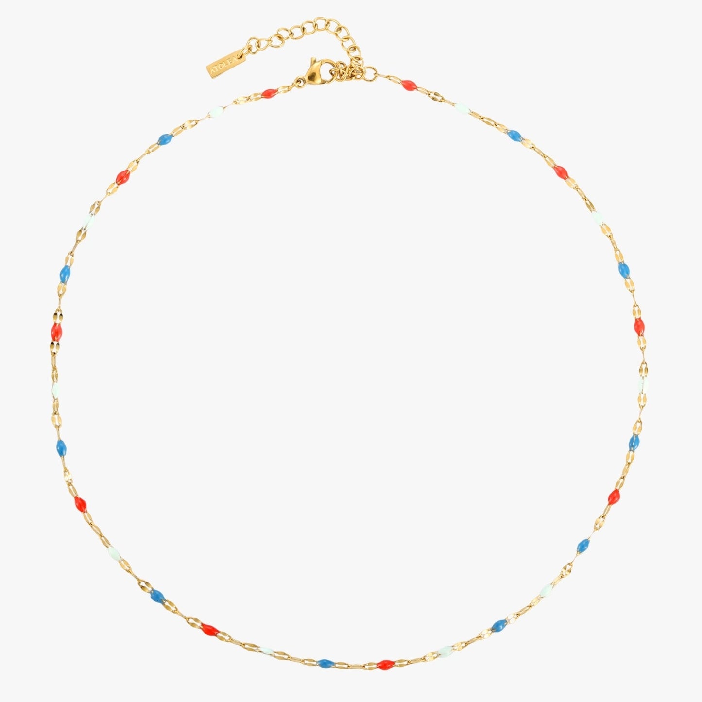 Damen Choker Kette Gold mit buntem Emaille wasserfest Edelstahl