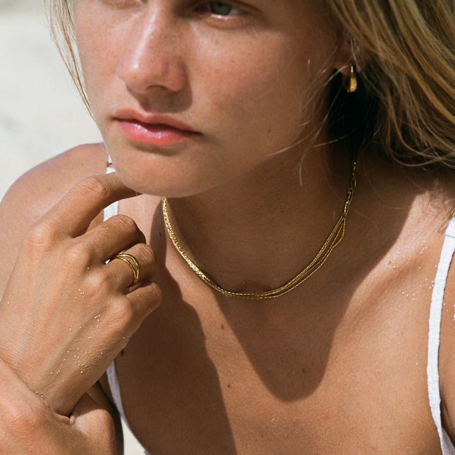 Damen Layering Choker Halskette Gold mehrreihig wasserdicht hypoallergen