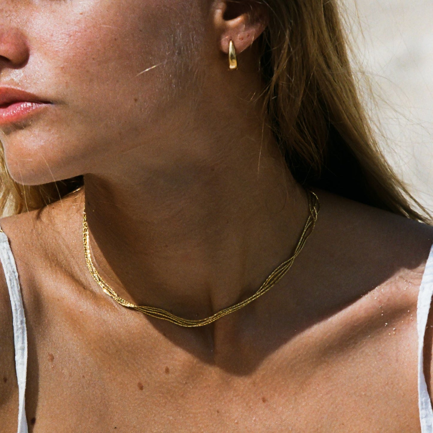 Damen Layering Choker Halskette Gold mehrreihig wasserdicht hypoallergen