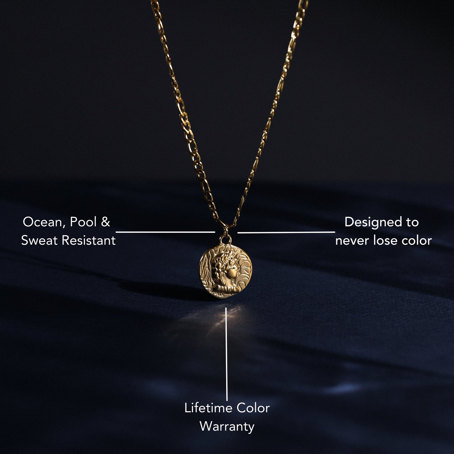 Damen Münz Halskette Gold wasserfest mit Coin Anhänger