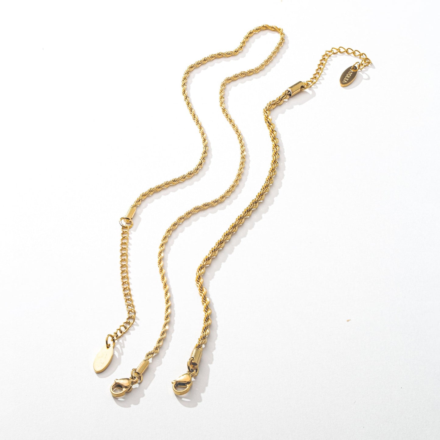 Damen Rope Chain Schmuckset Gold wasserfest mit Halskette und Armband