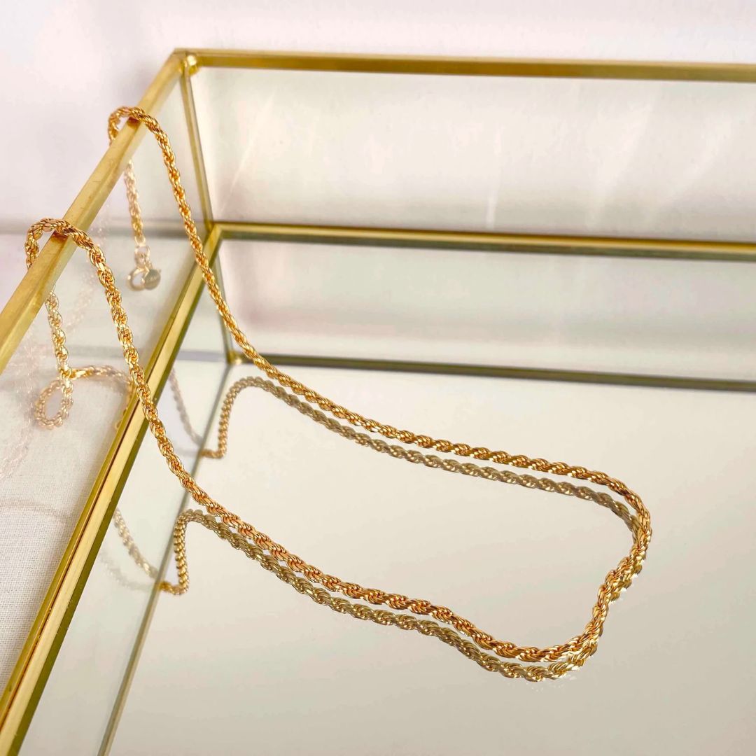 Damen Rope Chain Halskette Gold wasserfest hypoallergen 2 mm Kette