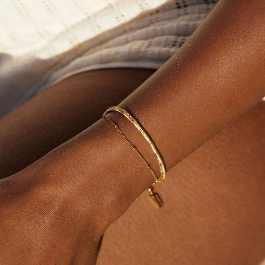 Damen Layering Armband Grün Gold mehrreihig verstellbar wasserfest hypoallergen