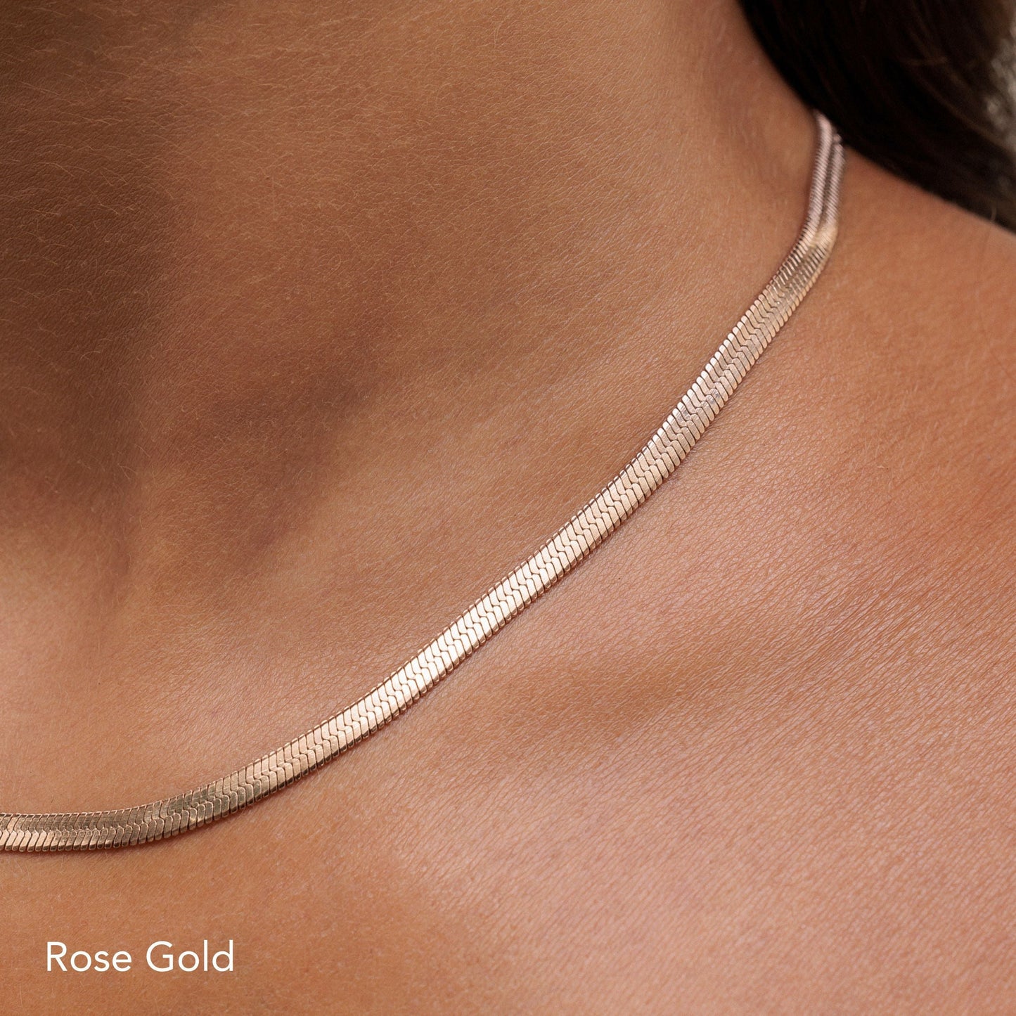 Damen Herringbone Choker Gold Halskette wasserfest Edelstahl 4 mm