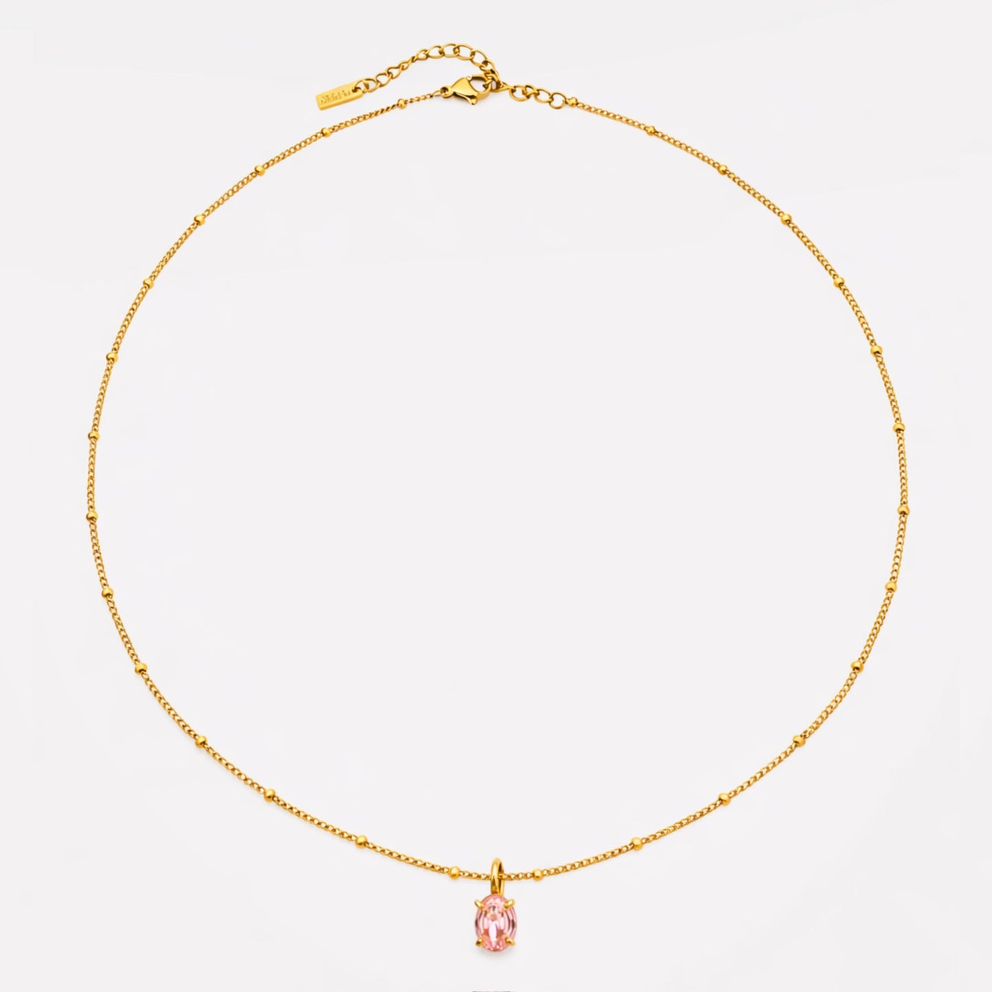 Damen Rosa Halskette Gold mit Pink CZ Anhänger wasserfest Beaded Chain
