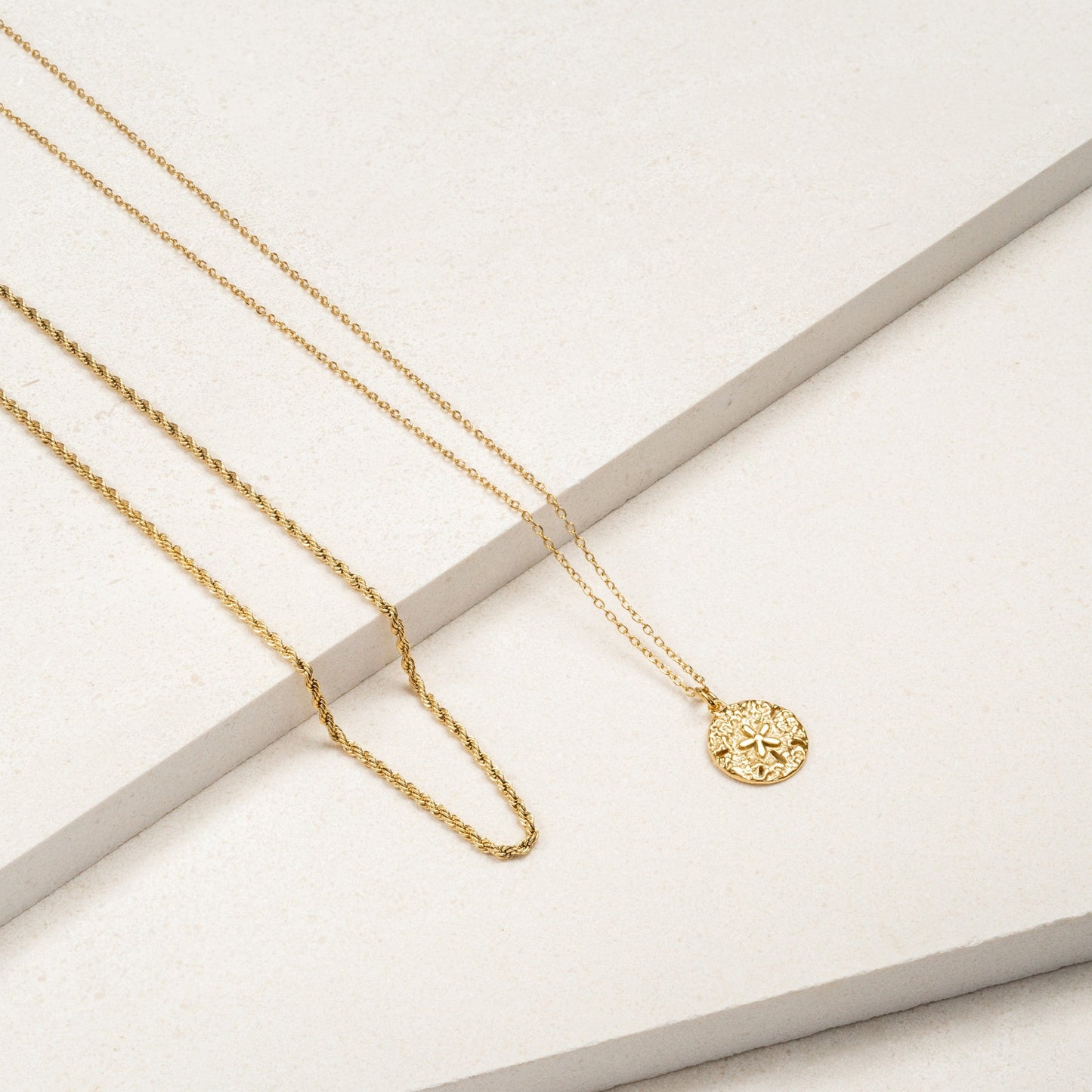 Damen Halskette Sanddollar Anhänger Gold wasserdicht hypoallergen