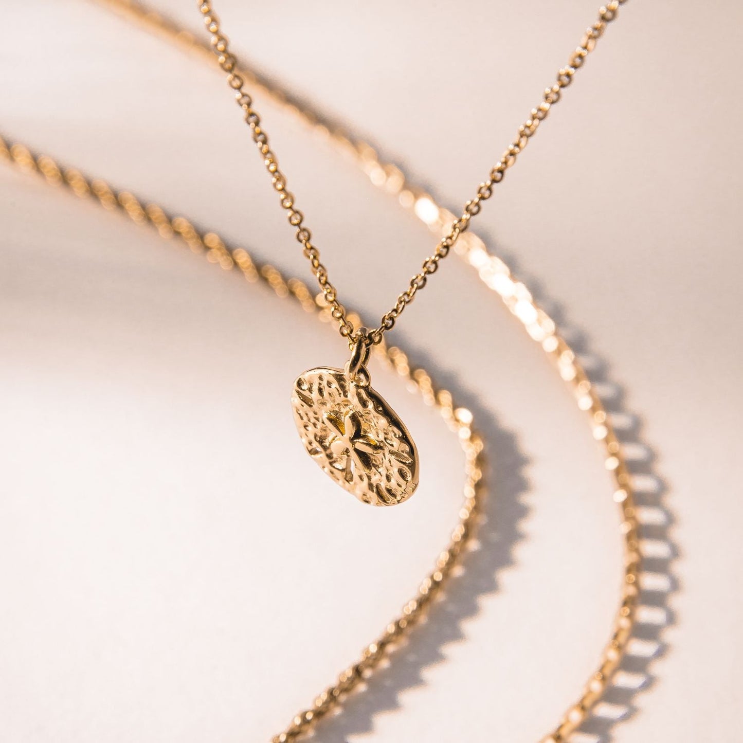 Damen Halskette Sanddollar Anhänger Gold wasserdicht hypoallergen