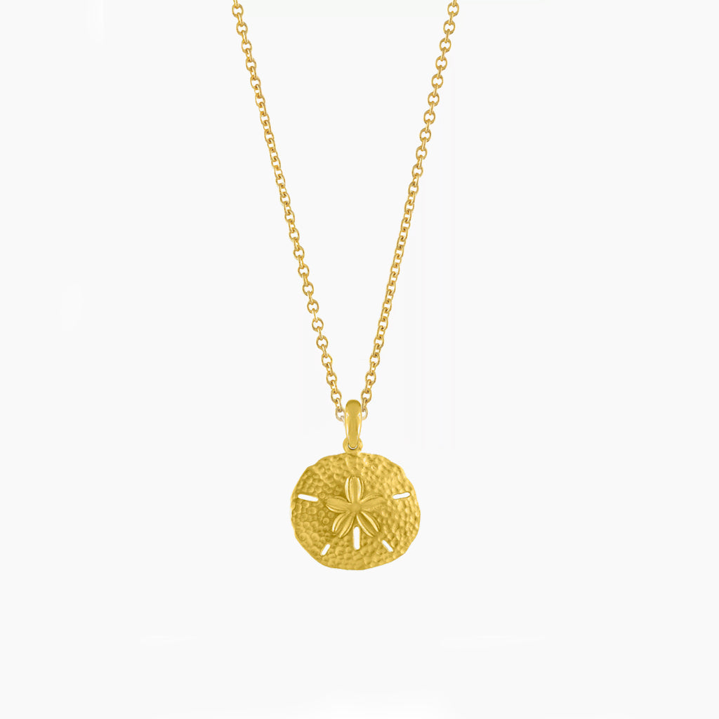 Damen Halskette Sanddollar Anhänger Gold wasserdicht hypoallergen