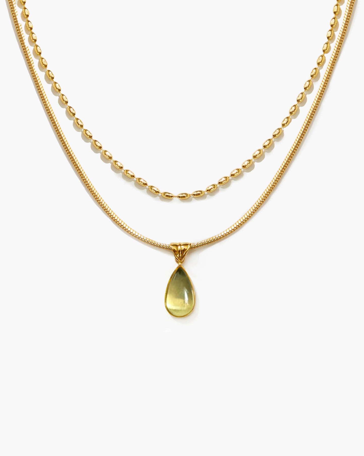 Damen Halskette Gold mit Tropfen Anhänger wasserfest hypoallergen Edelstahl