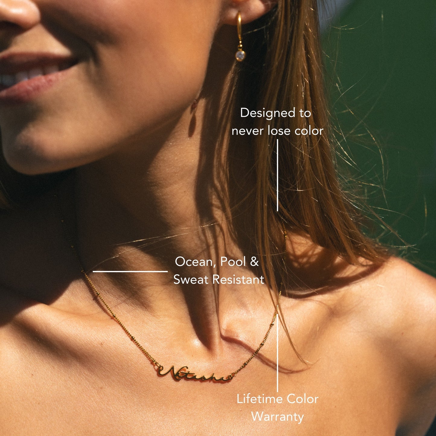 Damen Namens Halskette Gold personalisiert wasserfest Beaded Chain