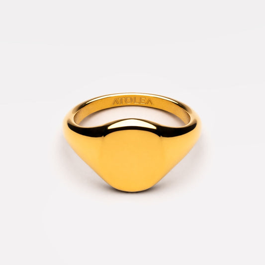 Damen Siegelring gold oval poliert wasserfest hypoallergen