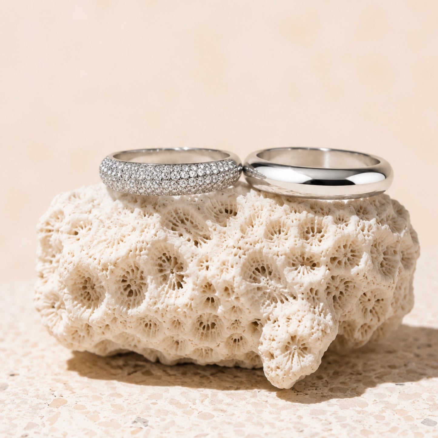 Damen Ring Set Gold mit Zirkon, wasserfest, hypoallergen