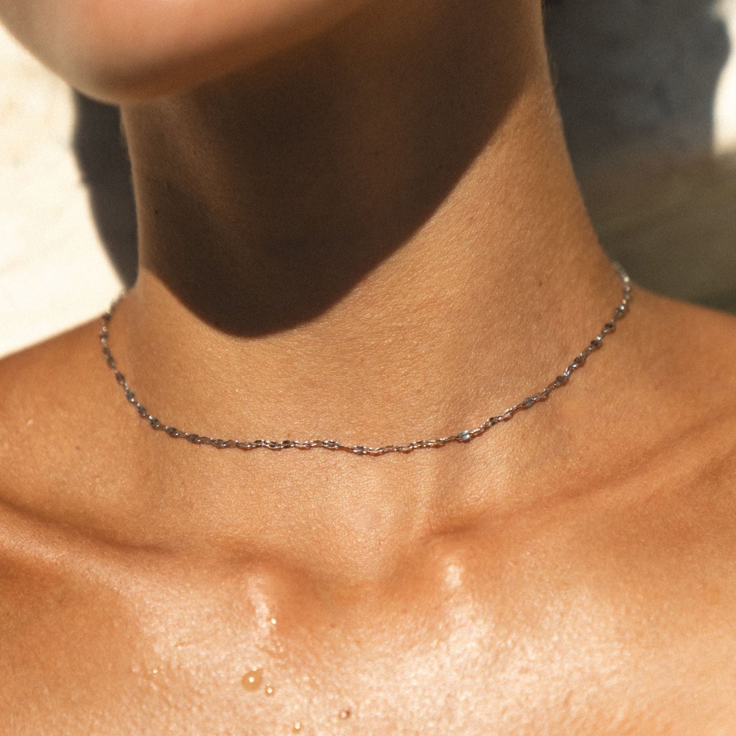 Damen Choker Halskette Gold filigran verstellbar wasserdicht hypoallergen