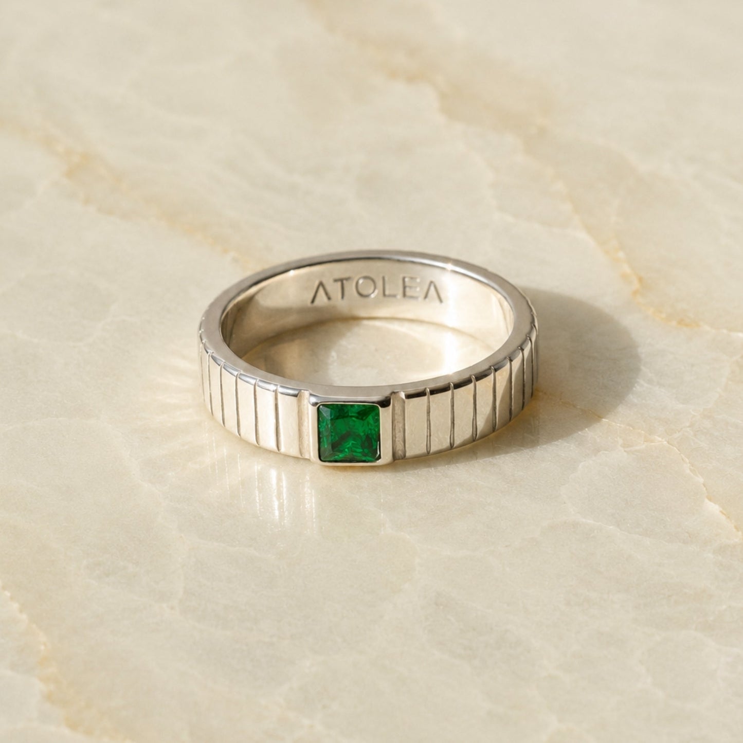 Damen Ring Grün Chunky mit Zirkonia, wasserfest, hypoallergen