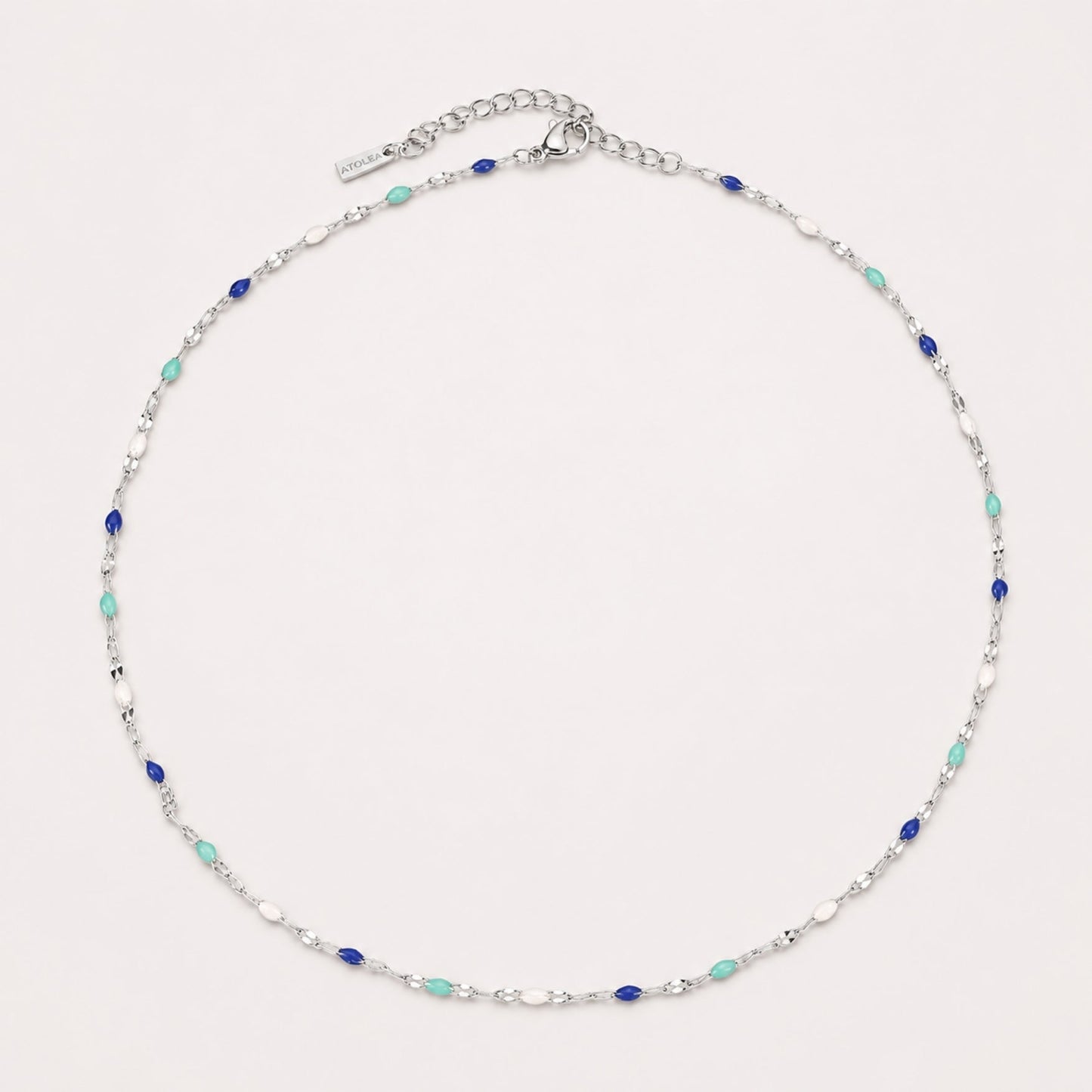 Damen Choker Halskette Gold Emaille Blau Weiß wasserdicht hypoallergen