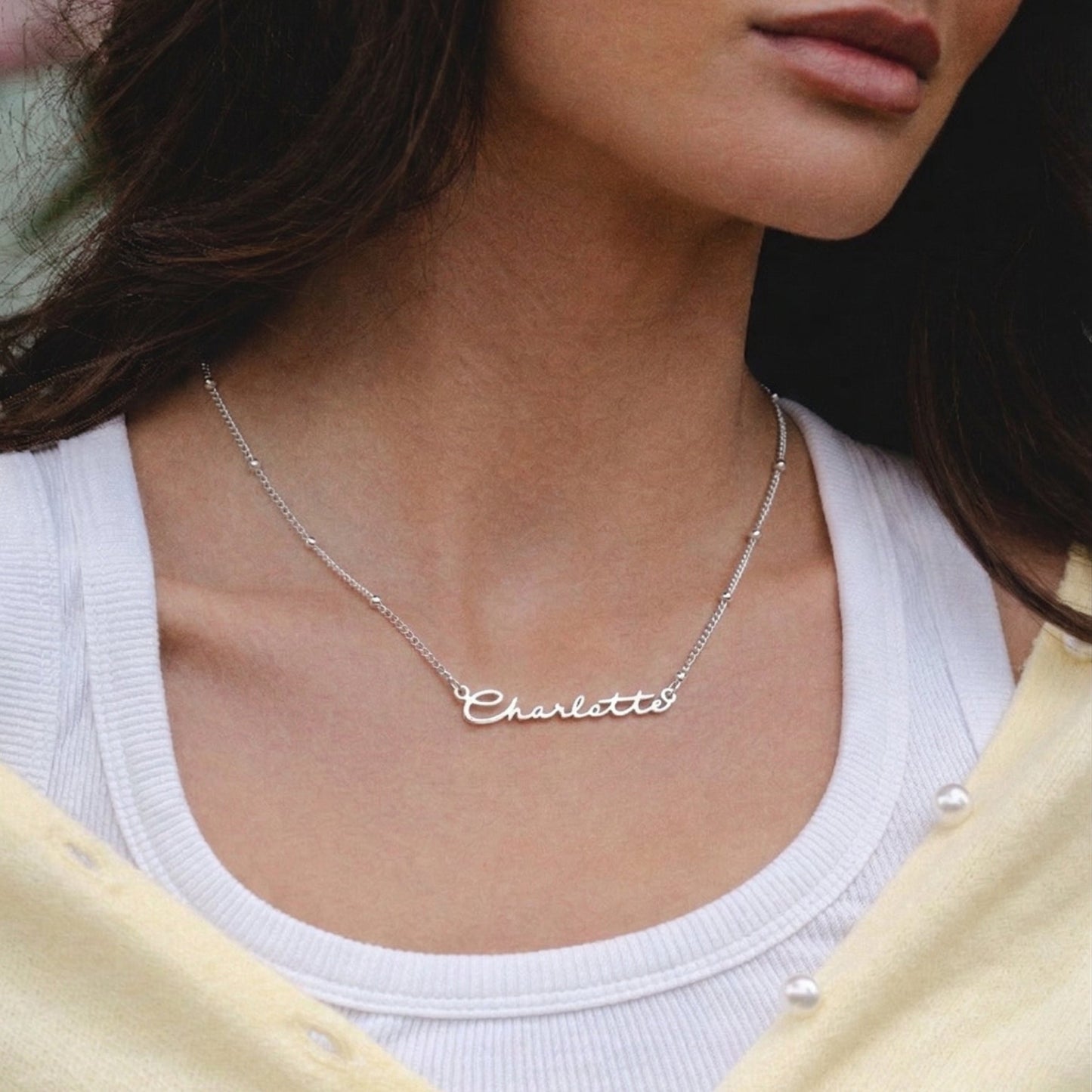Damen Namens Halskette Gold personalisiert wasserfest Beaded Chain