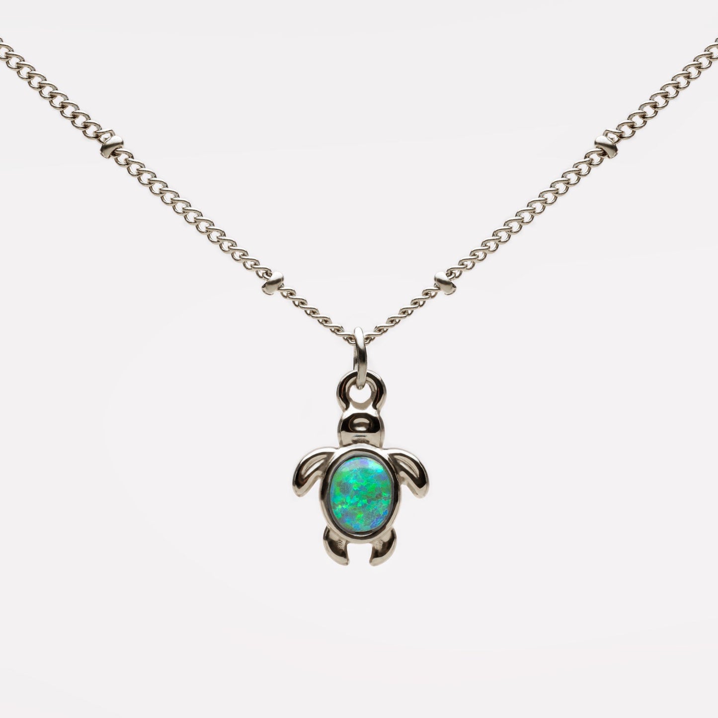 Damen Schildkröten Halskette Gold Opal Anhänger wasserfest hypoallergen