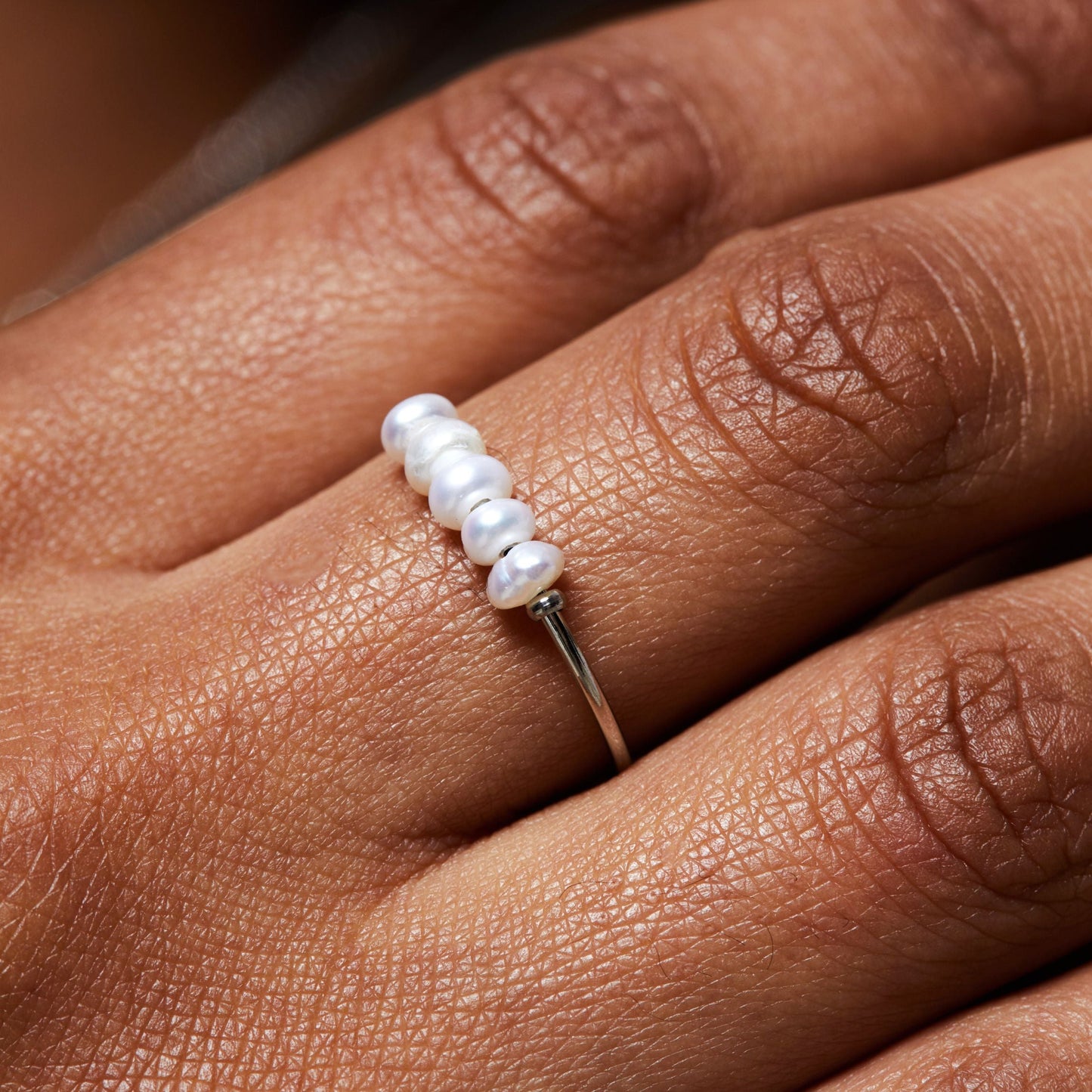 Damen Ring Gold mit Mini Süßwasserperlen, wasserfest, hypoallergen